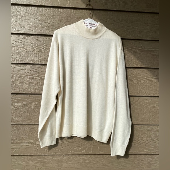 Paolo Valenzi wool blend women’s sweater men’s Ivory, L, Mock neck - Picture 10 of 11